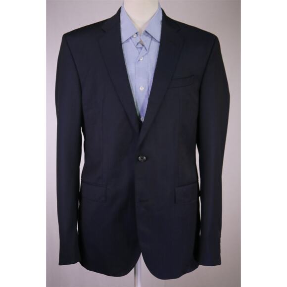 Saks Fifth Avenue Men's Modern Fit Solid Navy Blue 120's Wool Blazer Jacket 42L - Picture 2 of 10